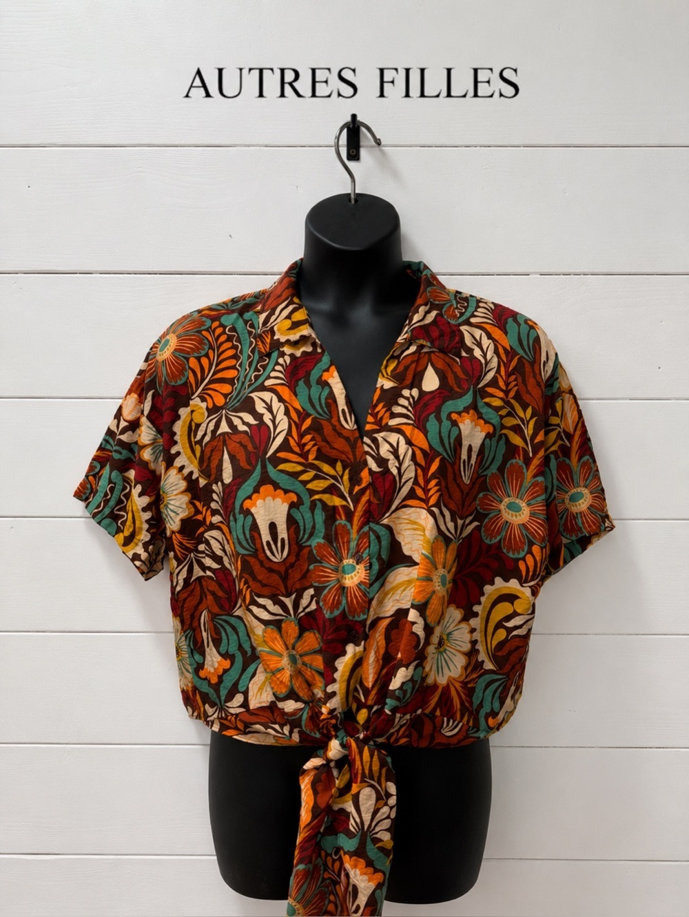 Autres Filles Tie-Front Floral Shirt – Multicolor – Size XL